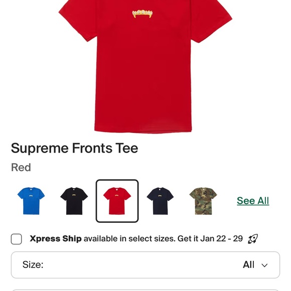 Supreme Red Tee with Gold Logo - Picture 3 of 3